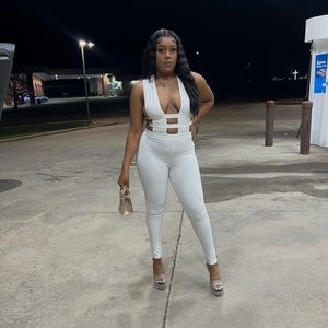 White cut out jumpsuit